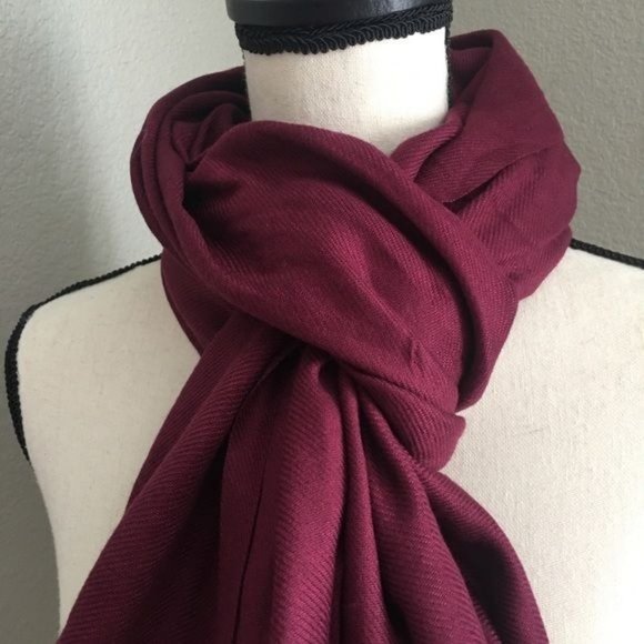 Burgundy Silky Sheen Fringe Scarf - Picture 2 of 3